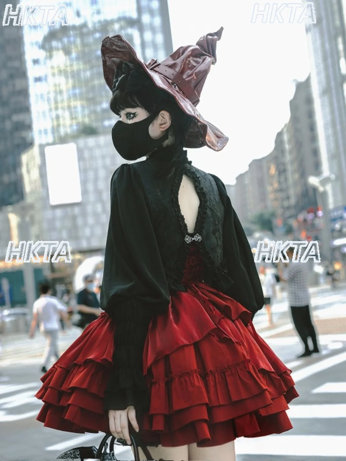 

Gothic Subculture Y2k Dark Leg of Lamb Long Sleeve Top Jacket Autumn Cosplay Halloween Turtleneck Halter Black Short Coat Women