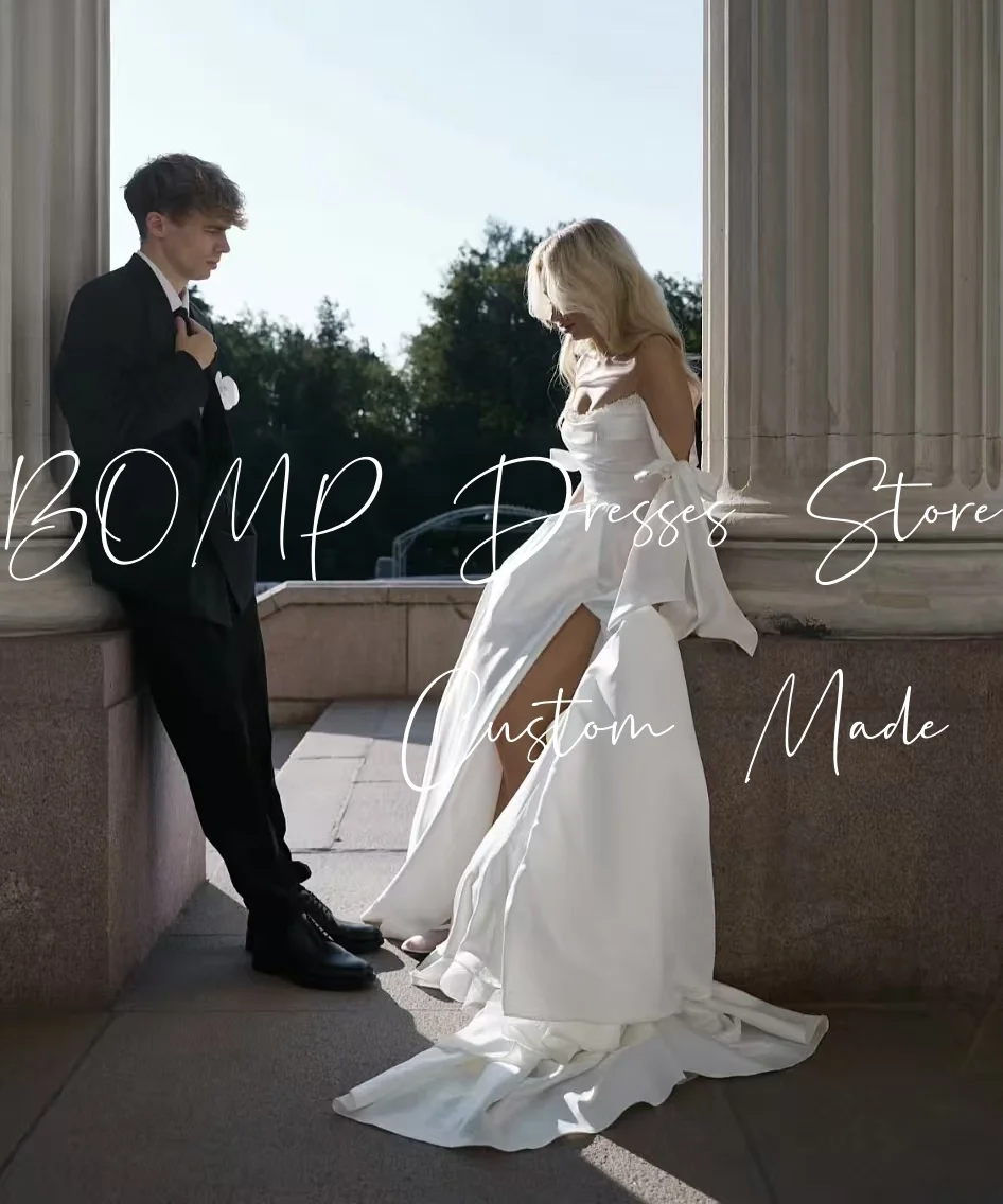 BOMP élégant épaules nues nœud Robe De mariée chérie perles Corset balayage Train taffetas Robe De mariée Robe De Mariée personnalisée