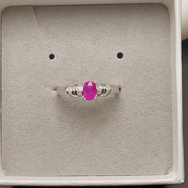 

0.5ct Natural Ruby Engagement Ring for Woman 4 Mm*6 Mm SI Grade Ruby Silver Ring Solid 925 Sterling Silver Ruby Wedding Jewelry