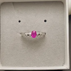 0.5ct Natural Ruby Engagement Ring for Woman 4 Mm*6 Mm SI Grade Ruby Silver Ring Solid 925 Sterling Silver Ruby Wedding Jewelry