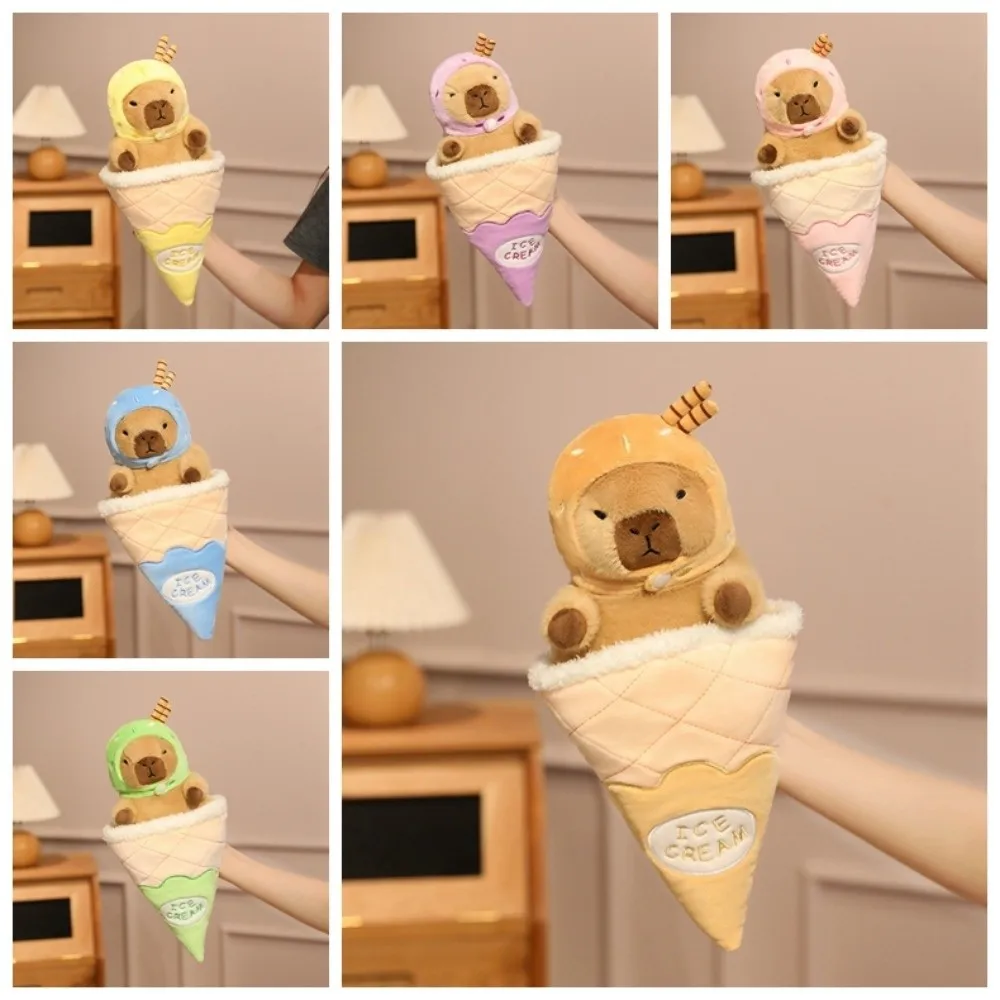 Kawaii Eistüte Capybara Abnehmbare Flauschige Capybara Puppe Niedliche Weiche Capybara Gefüllte Puppe Kinder Mädchen