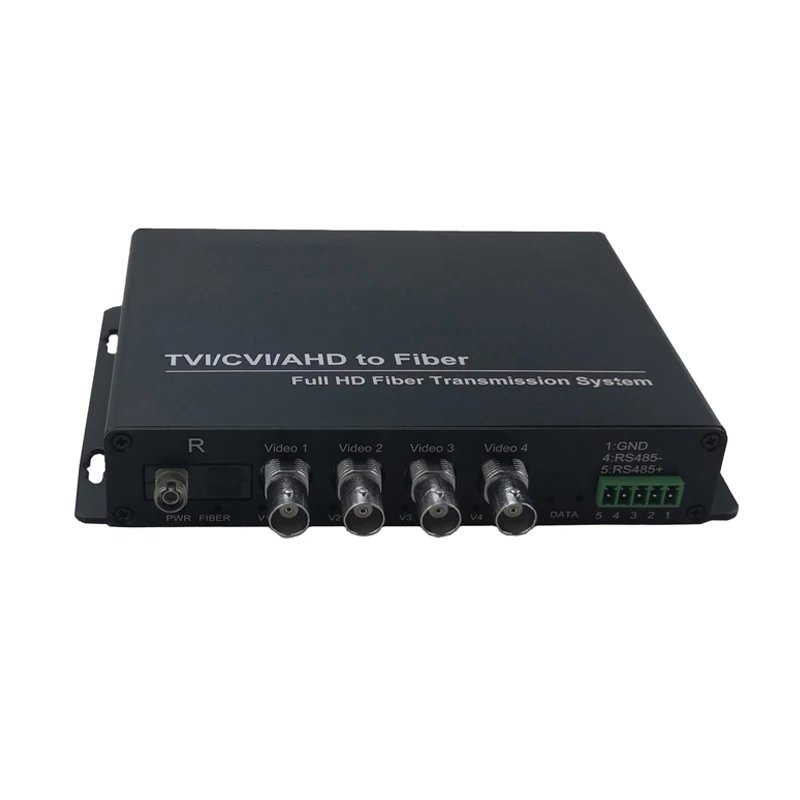 Convertidor de vídeo a fibra óptica coaxial HD 1080P TVI CVI AHD de 4 canales con datos RS485 inversos