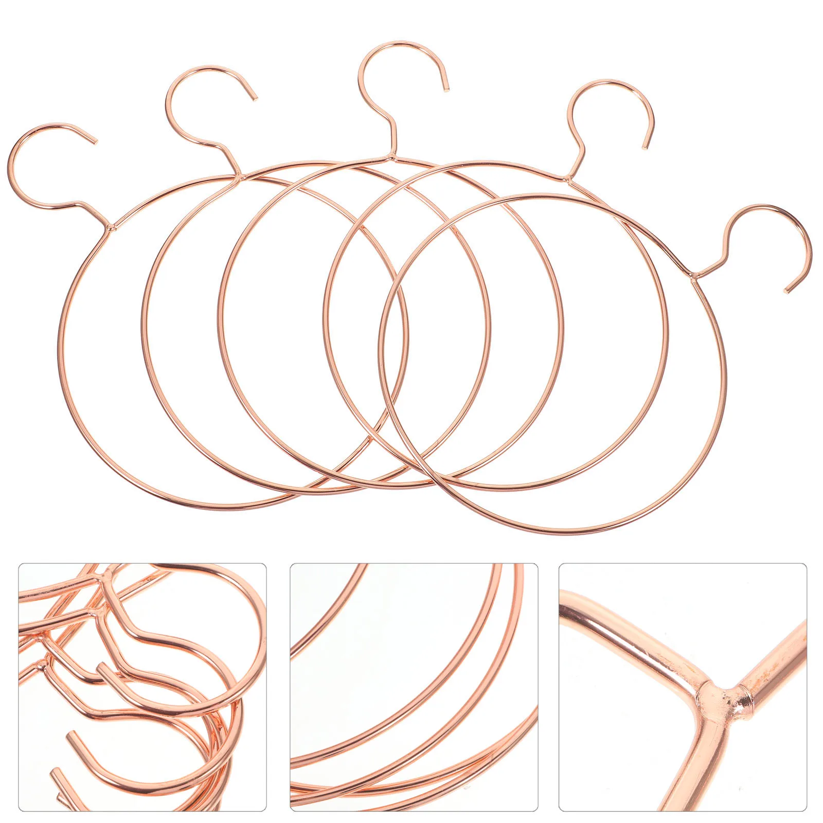 

5 Pcs Round Hangers Rose Gold Metal Clothes Hangers Home Wardrobe Racks for Scarves Towels Underwear Fashion ganizers