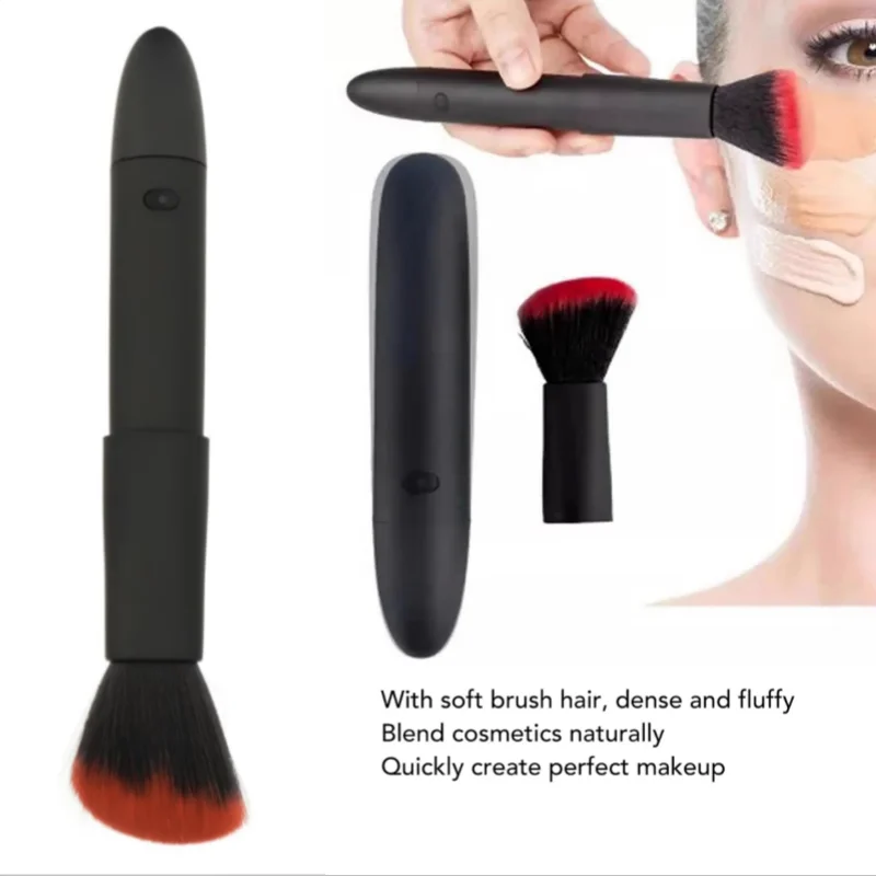 Brocha de maquillaje eléctrica, 10 engranajes, recargable, multifuncional, colorete, cepillo facial, cómoda y suave para maquillaje de viaje en casa