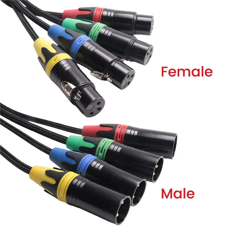 B76B XLR to Ethernet Adapter, 4 Channel 3-Pin XLR to RJ45 Network Extender, Male & Female for Stage Audio
