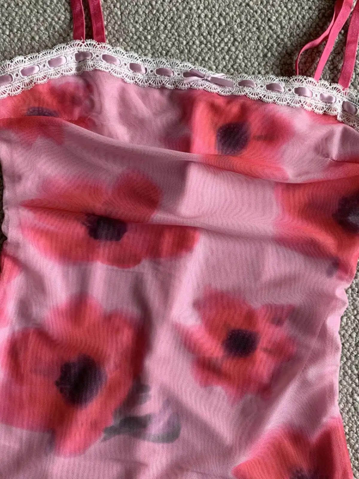 جديد 2024 الصيف المتخصصة شبكة زهرة طباعة الدانتيل المرقعة فستان الحمالات مثير الوردي الحلو سليم التفاف الأرداف فستان قصير CVML