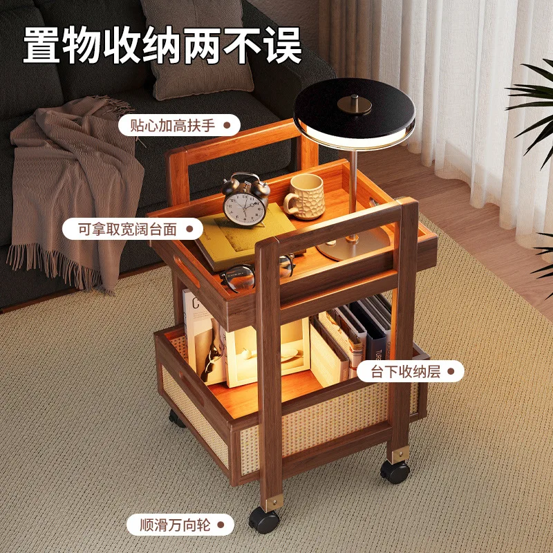 Sofa side table removable living room with wheels cabinet antique trolley bedside shelf coffee
