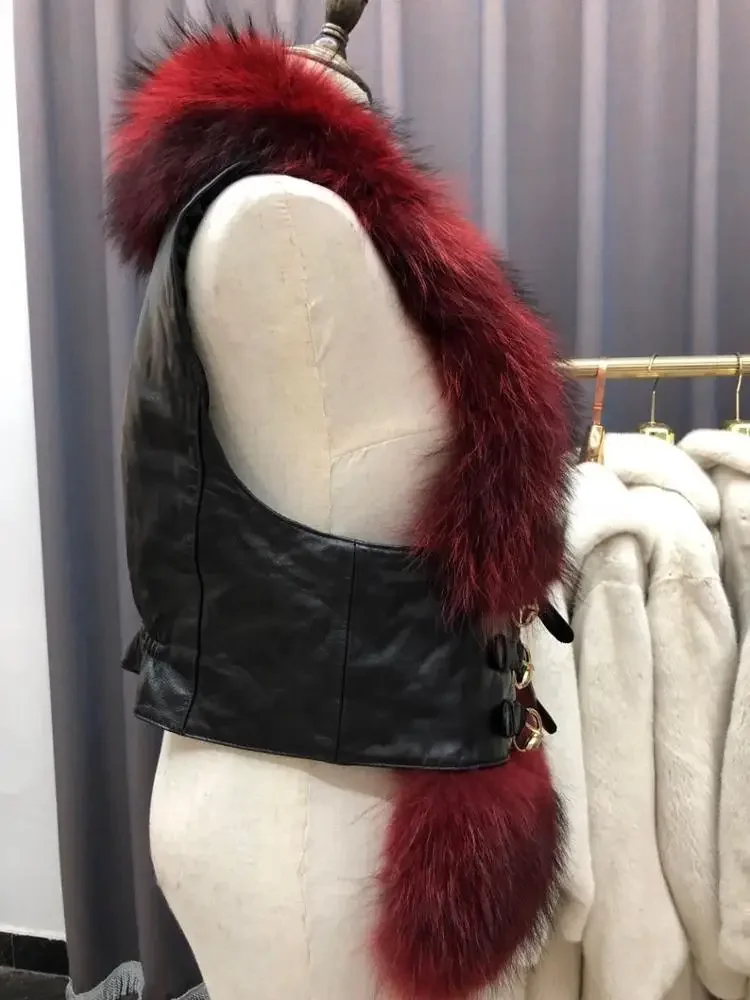 2018 Autumn winter women wear new fashion waistcoat breathable winter racoon  fur  women vest