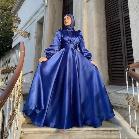 muslim bridesmaid dresses Elegant Bridesmaids -AliExpress Beading Waistline Shape: Almond Long Sleeve Beaded Satin Style:no number- just goose and flowers