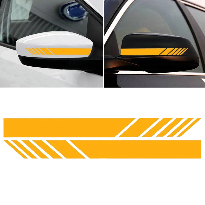 2pcs Car Racing Stripe Stickers Rearview Mirror Reflective Vinyl Decals decoration fashion Car styling Waterproof Sticker