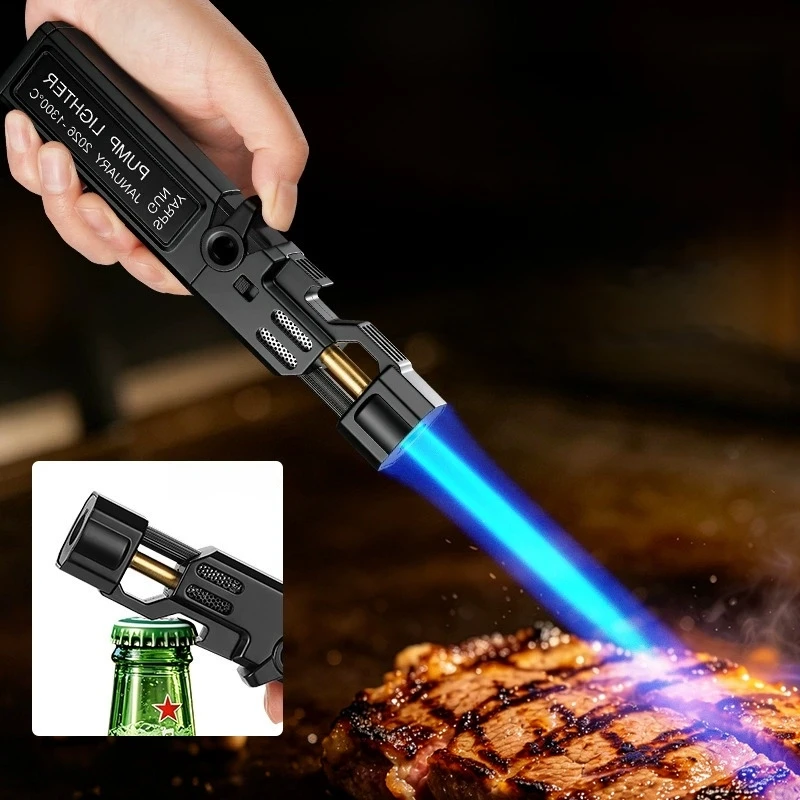 

New Outdoor High Temperature High Power Jet Gun Lighter Metal Windproof Jet Flame Opener Lock Fire Barbecue Camping Lighter