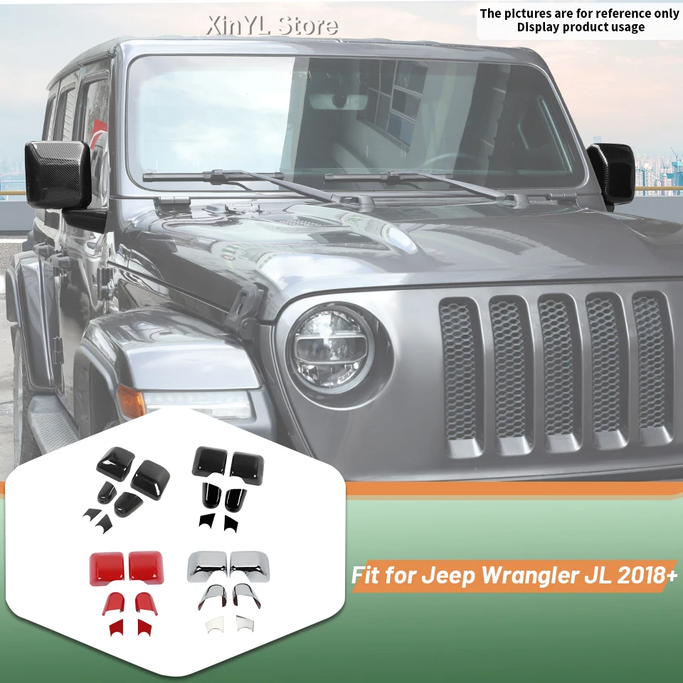 

Car Reverse Mirror Shell Decoration Cover Kit For Jeep Wrangler JL Gladiator JT 2018 Up Car Accessories