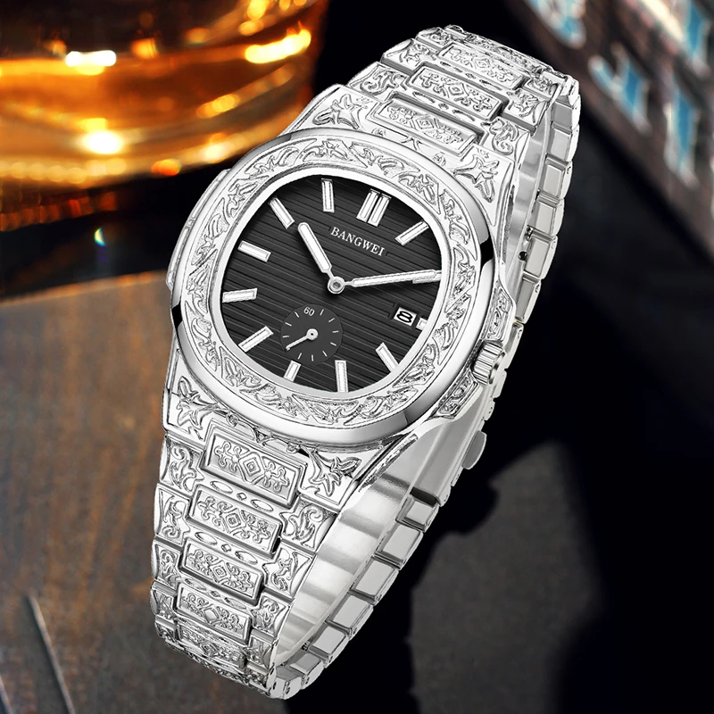 LIGE 비즈니스 고급 쿼츠 남성용 패션 스타일 탑 브랜드 스테인리스 스틸 밴드 방수 야광 남성 시계 선물 남성용