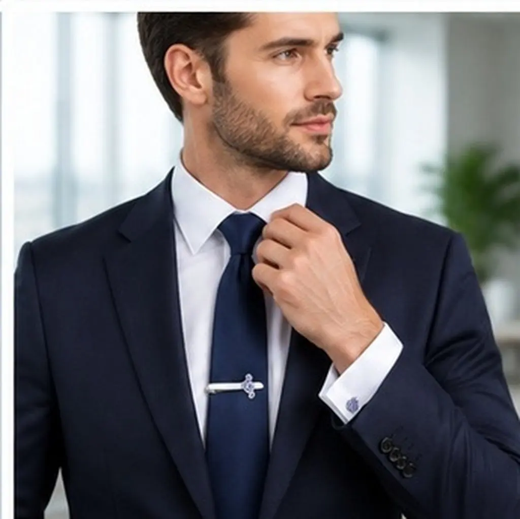 1Set Men Shopping Shirt Cufflinks Tie Clip Business Rhinestone Music Note Necktie Bar Clip Stylish Must-Have Gift for Husband
