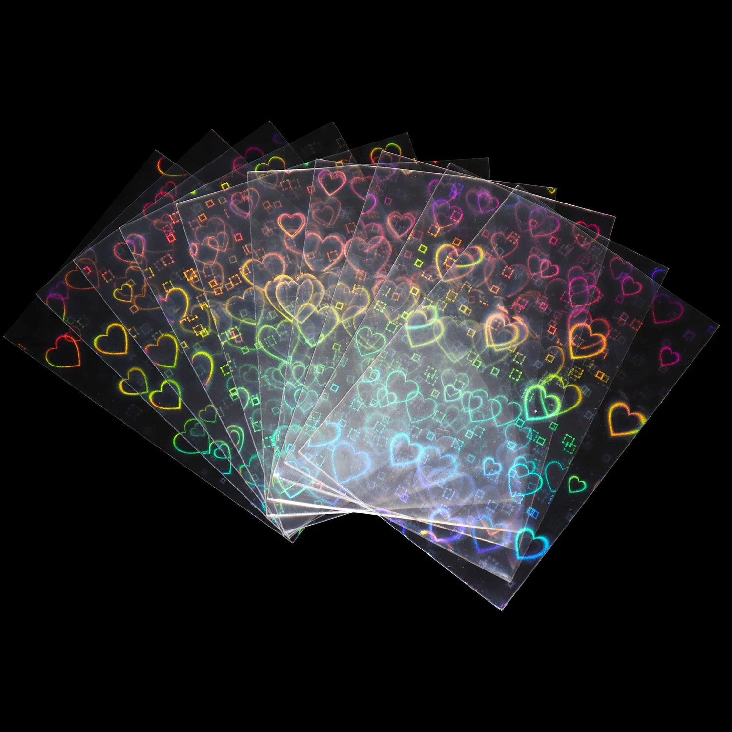 Super Cute Holographic Magic Cards Sleeves Foil Shinny Laser Heart Shaped Transparent Card Cover PTCG,NOTICE! Differ Size Option