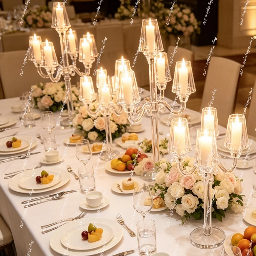 5-10pcs 5 Arms Modern Acrylic Transparent Lightweight Wedding Flower Display Stands Table Decoration Center Pieces