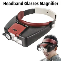 10X Headband Magnifier Glasses Helmet Style Loupe Lens Lights Loupe Microscope Repairing Watch Jewelry Reading