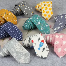 Corbata con estampado Floral para hombre y mujer, corbata ajustada para el cuello, corbatas informales para boda, trajes clásicos de pato y pescado, corbata delgada para el cuello