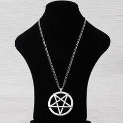 Large Pentacle Pentagram Round Star Of David Pendant Necklace Adjustable Length Long Jewelry Choker Link Chain Lagenlook 34