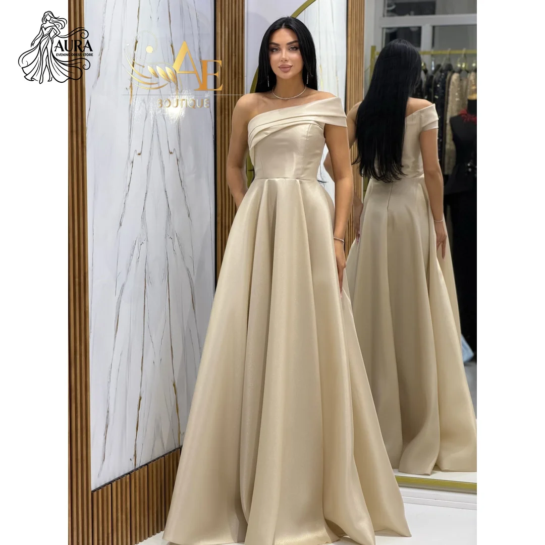 

Aura A Word Elegant Party Dresses 2026 Luxury Evening Dresses for Wedding Custom Made Round Neck Sequins Korean Popular Dress