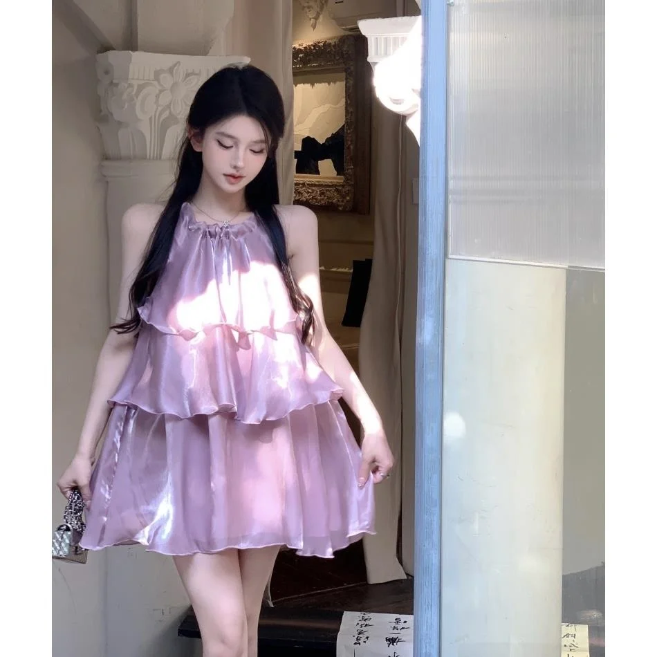 Jurken Dames Flowy Chiffon Geplooide Maxi Rok Zomer Elegant Boho Strand Vakantie Hoge Taille Lichtgewicht Casual Modern Zacht