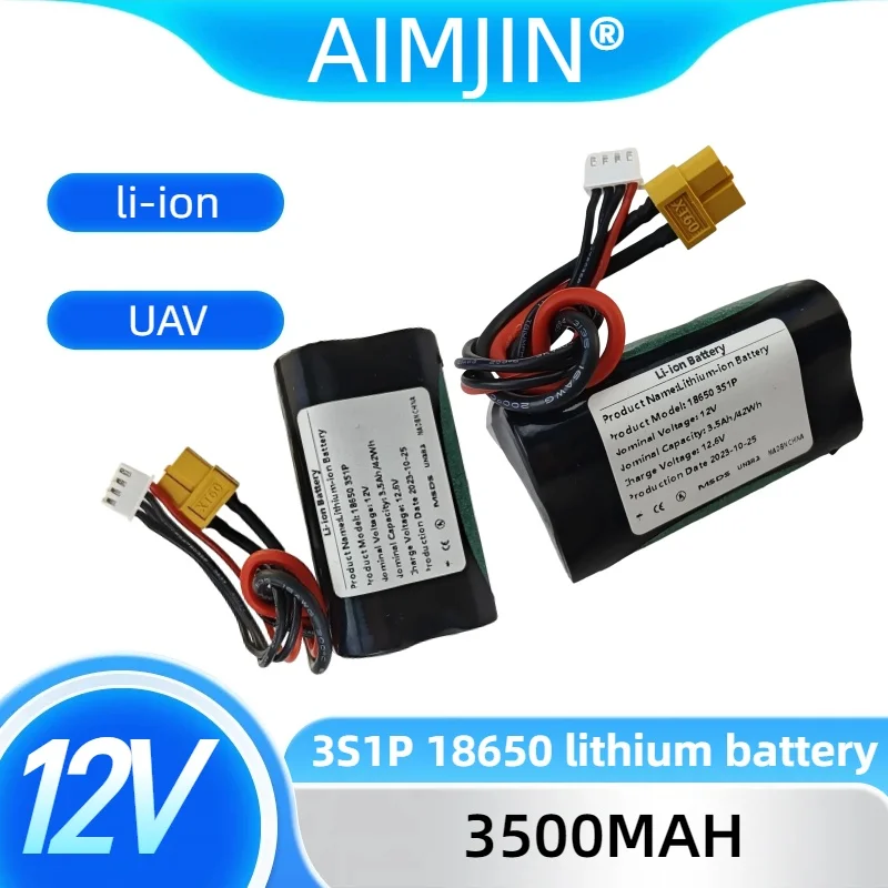 

Rechargeable 12V 3500mAh Li-ion UAV Power Cell for RC Drones Airplanes Quadrotors with XH2.54-4P XT60 3S1P Battery Pack