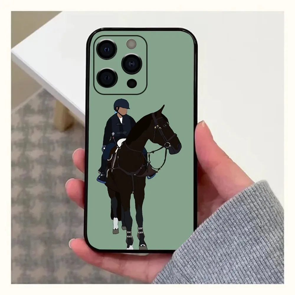 Competition Equestrian Horse Phone Case For Apple iPhone 15,14,13,12,11,Pro,X,XS,Max,XR,Plus,Mini Soft Black Cover