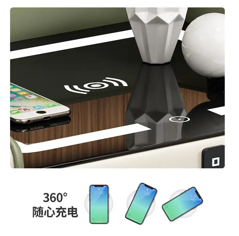 منضدة شحن لاسلكية فاخرة حديثة من الشمال مع صوت لغرفة النوم والمنزل والفندق والأثاث الخشبي #5