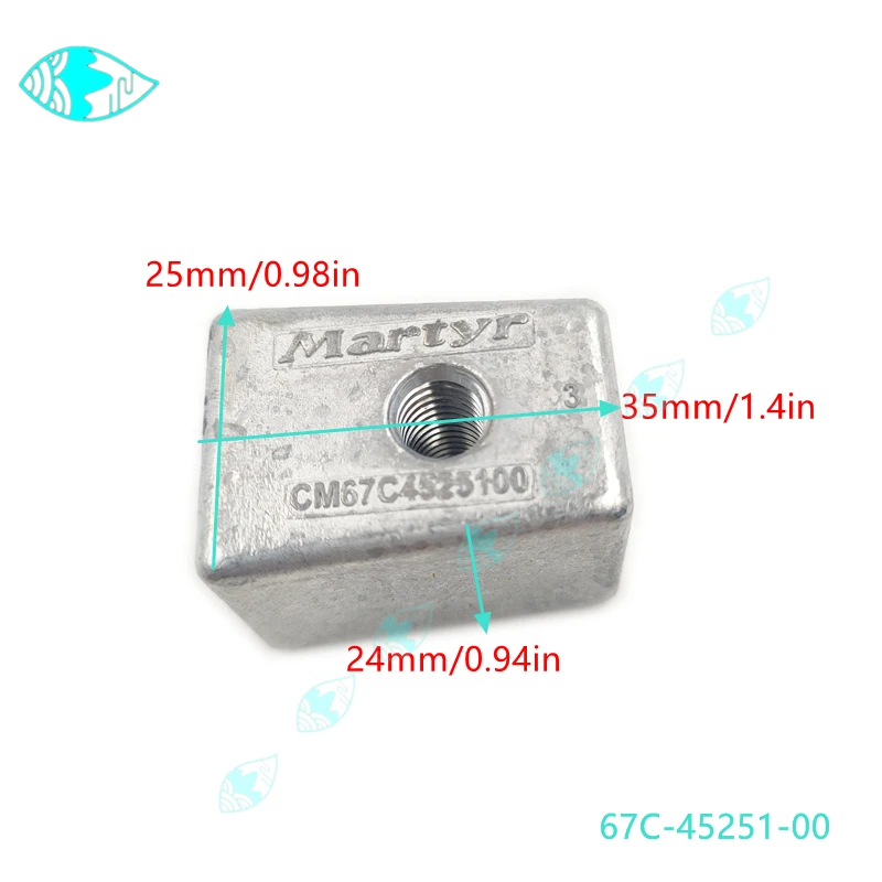 67C-45251 Anode Zinc for Yamaha Outboard Motor 2 Storke 40HP 50HP 4 Stroke FT25 F25 F30 F40 F45 F50 F60 67C-45251-00 Boat Engine