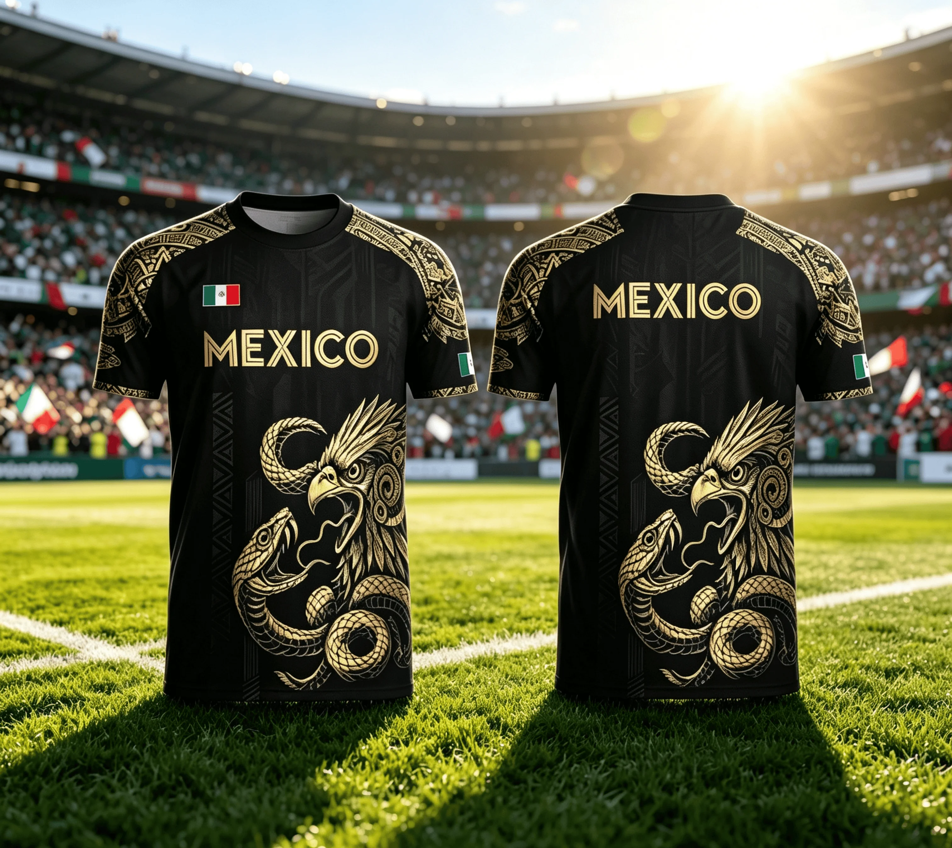 Mexico Soccer Jersey Aztec Eagle Snake Totem Quick Dry Breathable Football Tee For Men Women