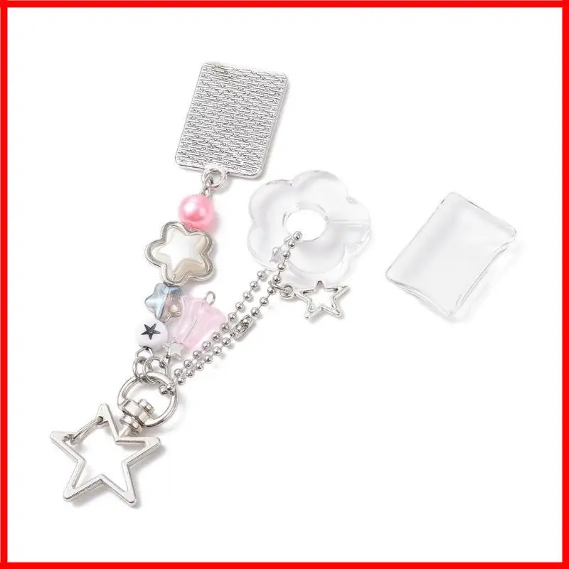 3XUA Stylish Star Flower Bead Mobile Charm Phone Chain Adornment for Those Who Love Handmade DIY and Unique Accessories