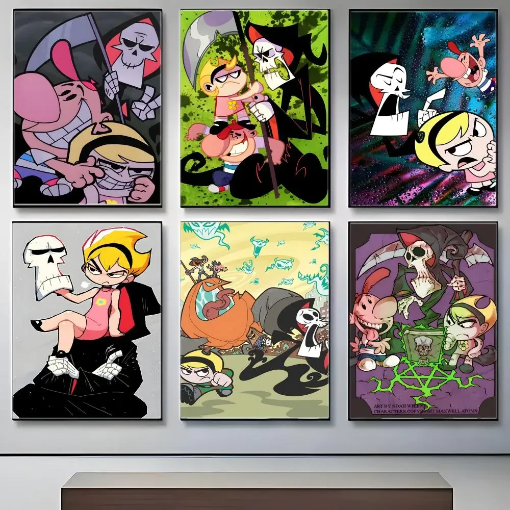 Anime Black Comedy B-Billy Mandy Poster Crease Free Waterproof Durable All Space Wall Decor