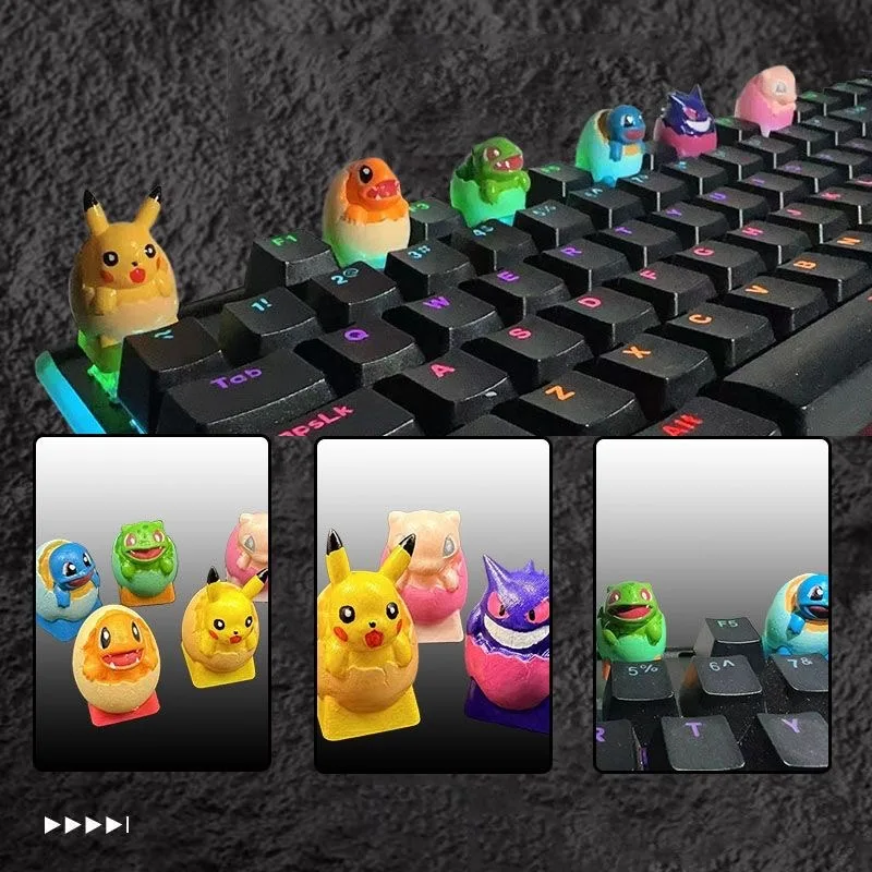 Teclas periféricas de Pokémon personalizadas, creatividad, alta estética, hecho a mano Teclado mecánico, teclas temáticas de Pokemon