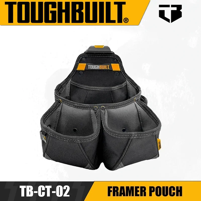 TOUGHBUILT TB-CT-02 Framer Pouch Dual-pocket Multifunctional Tool Belt Pouch + Hanging Hammer for Carpenters/molders