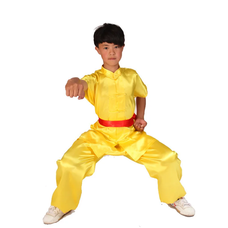 Chinese Traditional Tai Chi Kung Fu Uniforms Children Adult Satin Performance Dance Costumes Gymnastics Wushu Martial Arts Sets