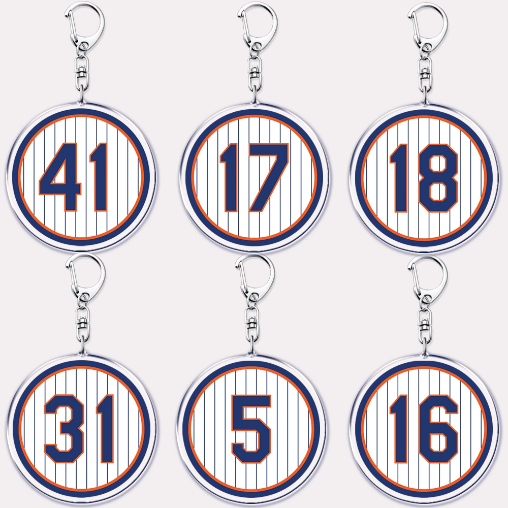 Popular Baseball Jersey Player Number Keychains for Accessories Bag New York Sports Keyrings Jewelry Friends Fans Gifts