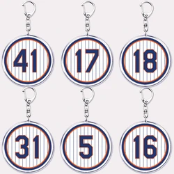 Popular Baseball Jersey Player Number Keychains for Accessories Bag New York Sports Keyrings Jewelry Friends Fans Gifts