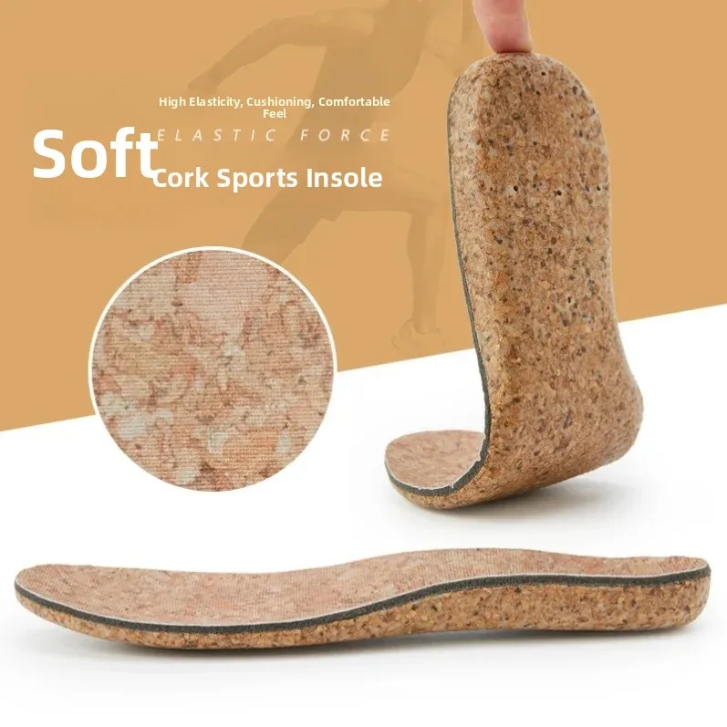 Direct Sale Cork Insoles Sweat Absorption Breathable Flat Feet Sports Shoes High Elasticity Shock Absorption Outdoor Hiking C...