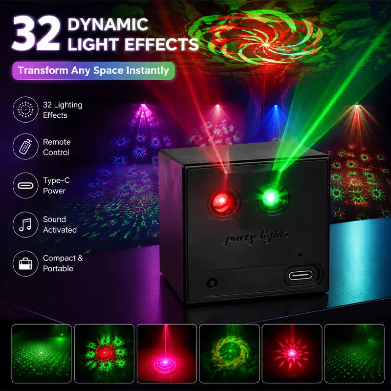 Bounce Di Laser Atmosphere Light Rechargeable Mini Party Light Portable Stage Ktv Disco Light Christmas Home Decoration Lamp