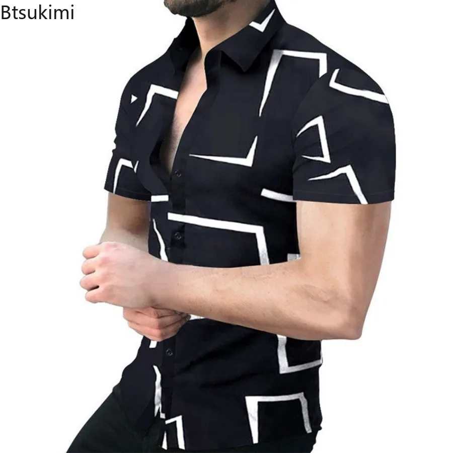 Camisa de manga corta con estampado 3D para hombre, camisa informal Hawaiana de alta calidad para vacaciones, ropa de verano, 2024