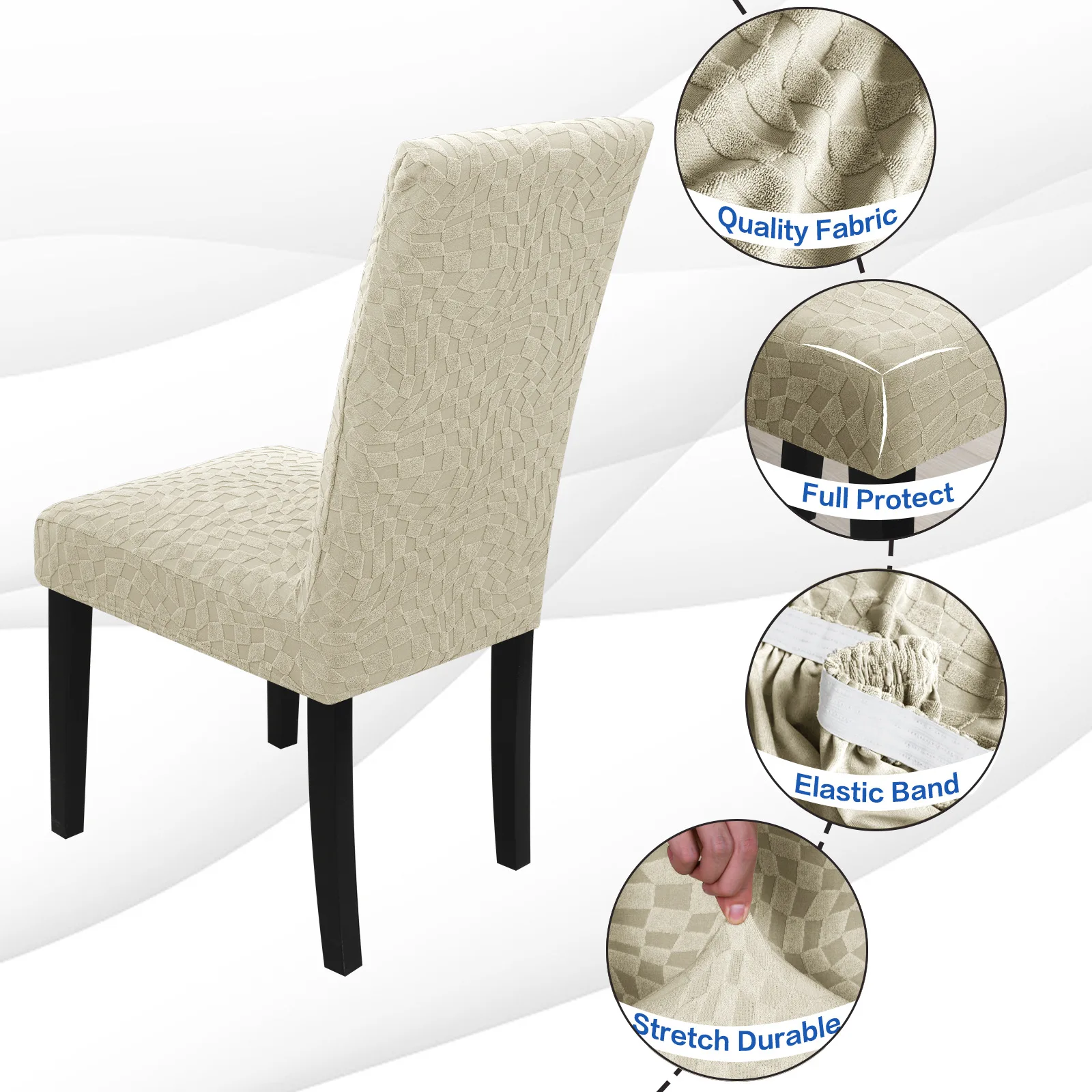 Anti Dirty Waterproof Chair Cover for Dining Room Adjustable Jacquard Thick Seat Chair Cover Hotel Wedding Banquet Home Chair