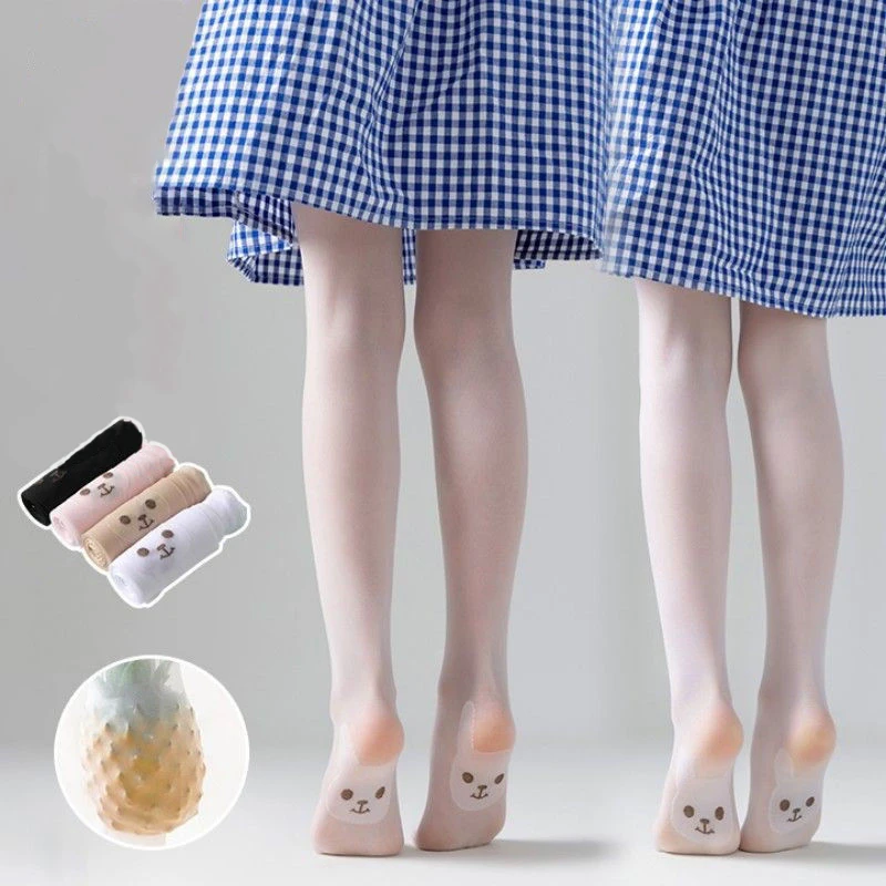 

Summer Girls Mesh Pantyhose Cute Cartoon Kids Leggings Underwear Solid Color Dance Long Socks Princess Children Pants Stockings