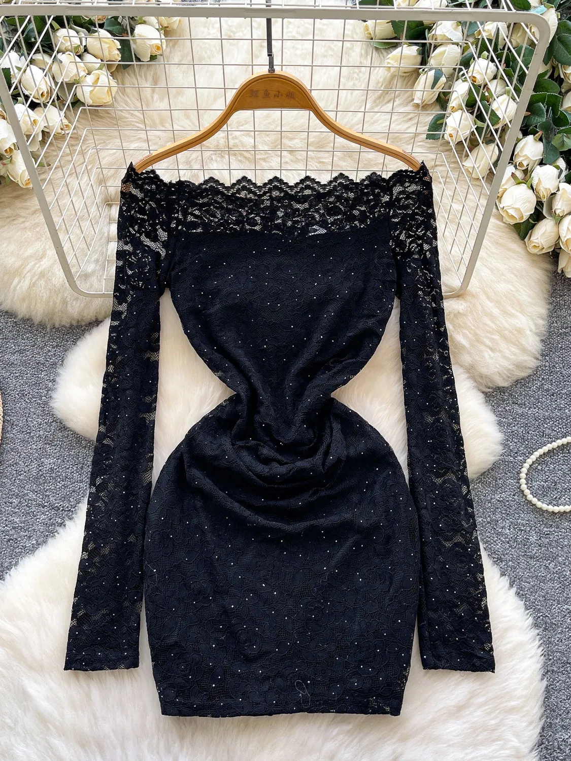 

Женское черное готическое мини-платье в стиле эмо с вырезом-лодочкой, винтажное вечернее платье с длинным рукавом и кружевом для женщин, цельное платье для вечеринок