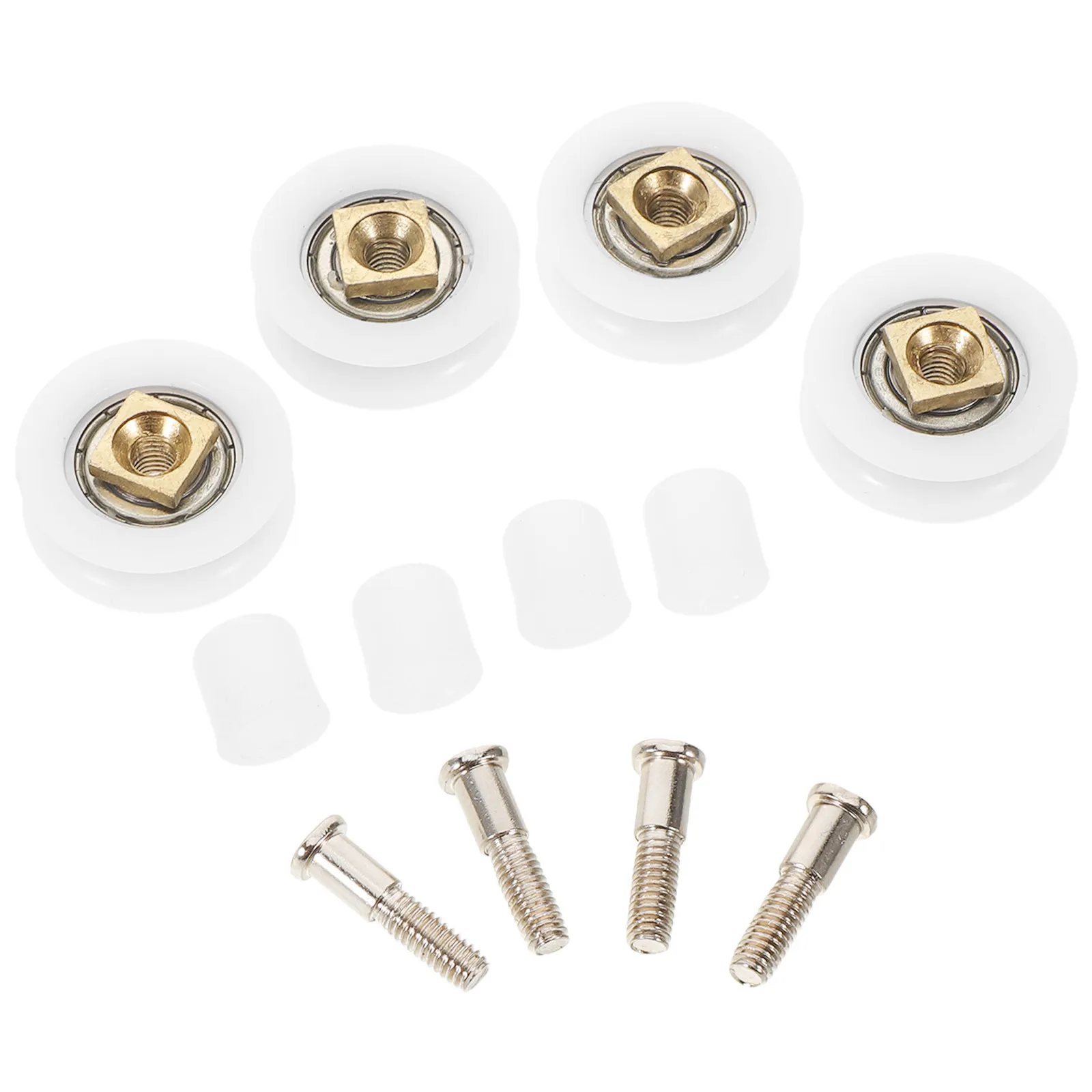 4Pcs Sliding Glass Shower Door Rollers Replacement Wheels High Hardness Waterproof Pulleys for Bathroom Shower Room Door Roller