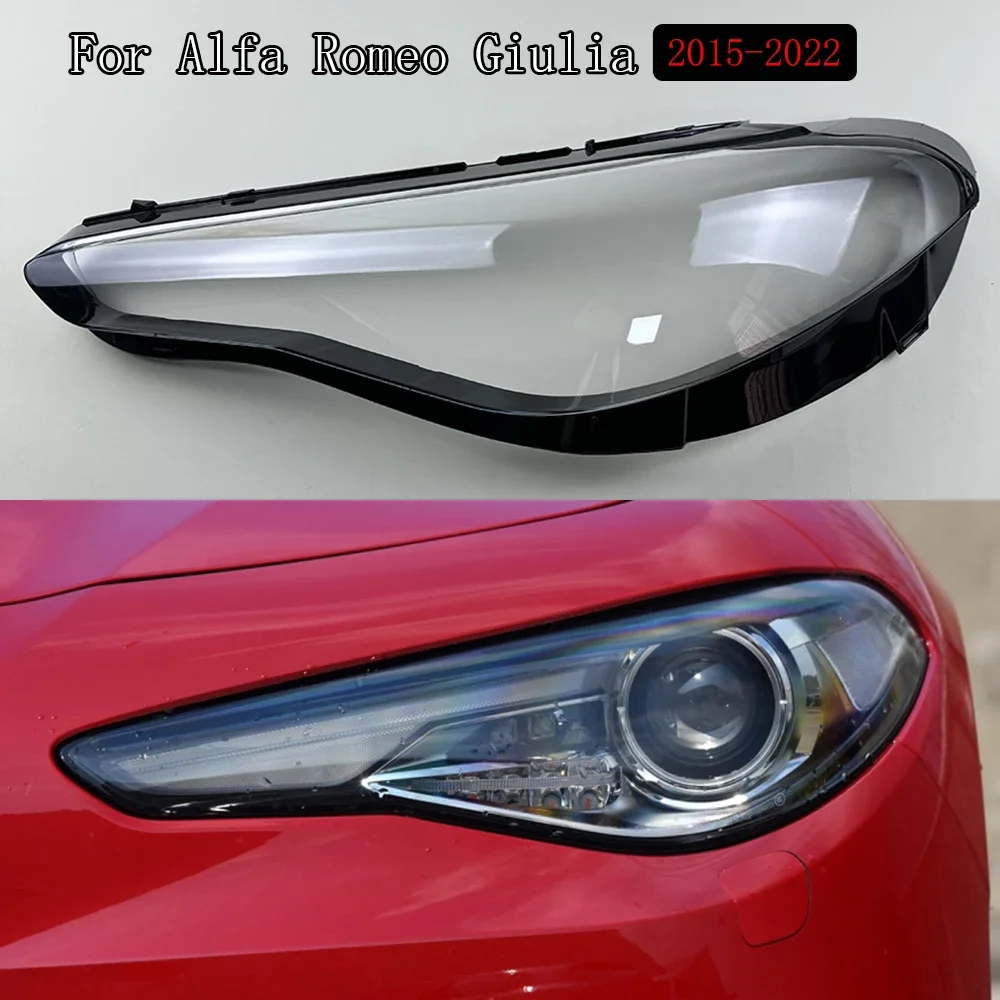 For Alfa Romeo Giulia 2015-2022 Car Front Lens Light Head Lamp Lampcover Headlight Shell Transparent Lampshade Headlight Cover