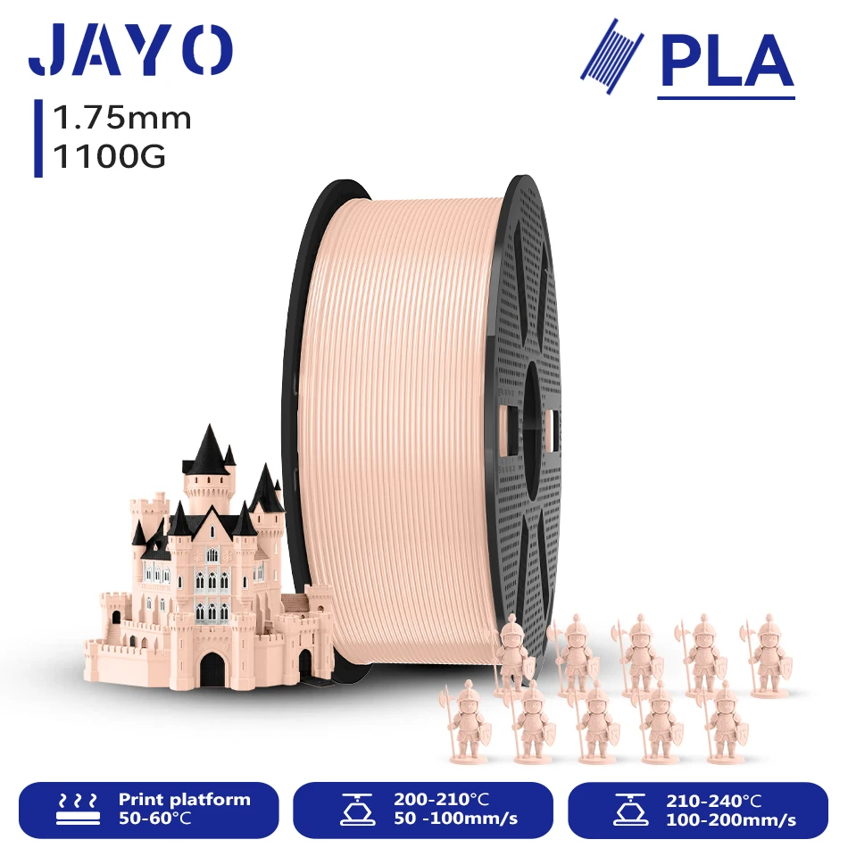 JAYO 1100G 3D PLA Druckerfilament 1,75mm Ungiftig & Blasenfrei PLA-Kunststoff als 3D-Druckfilament für 99% der 3D FDM Drucker & Stifte 1,1KG/Rolle