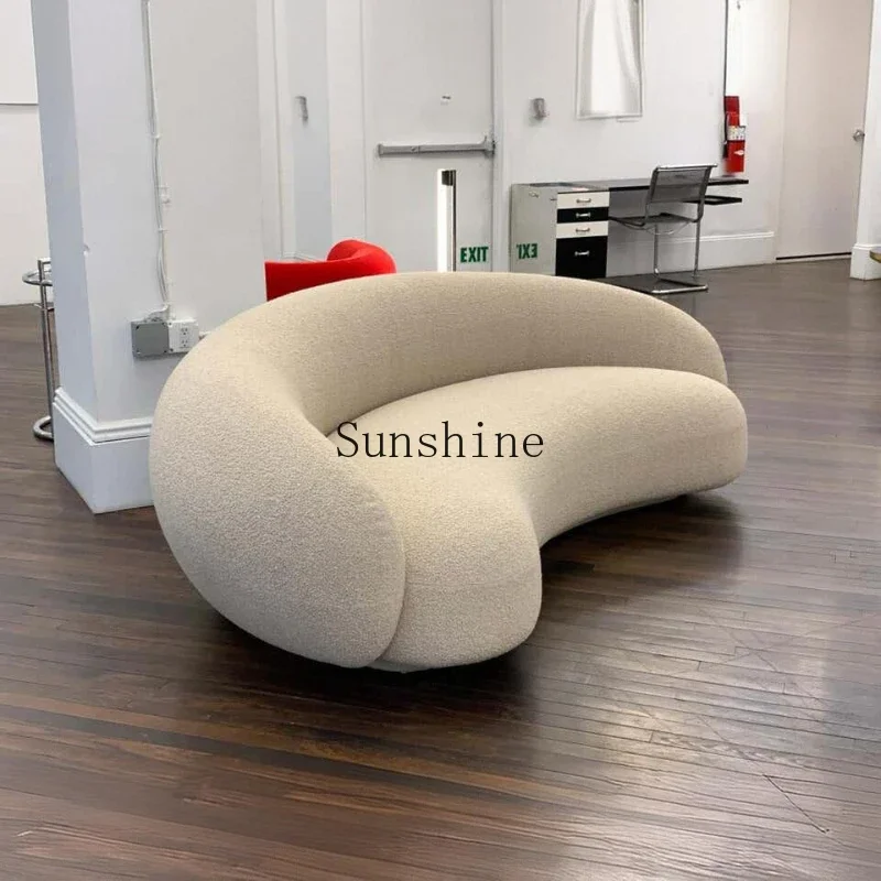 

Double teddy flannel sofa curved living room creative moon curved sofa