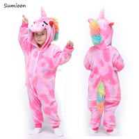 Kids Winter Plush Pajamas Children Unicorn Stitch Cat Sleepwear Keep Warm Kigurumi For Boy Girls Flannel Fleece Sleeping Clothes
