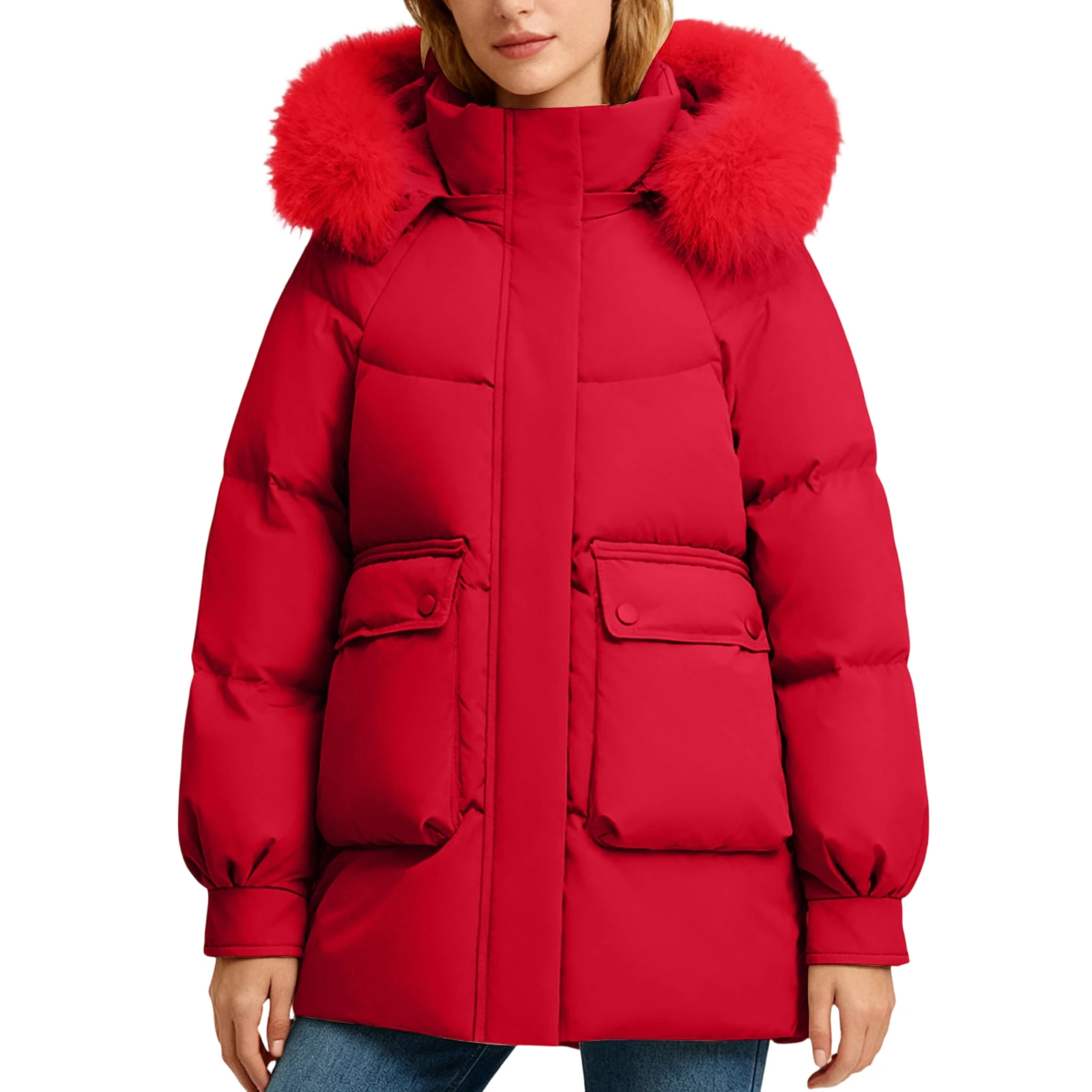 Women's Down Padded Jacket Winter Women Fashion Slim Mid length Coat Loose Hooded Warm Jacket Padded Parkas Female Streetwear