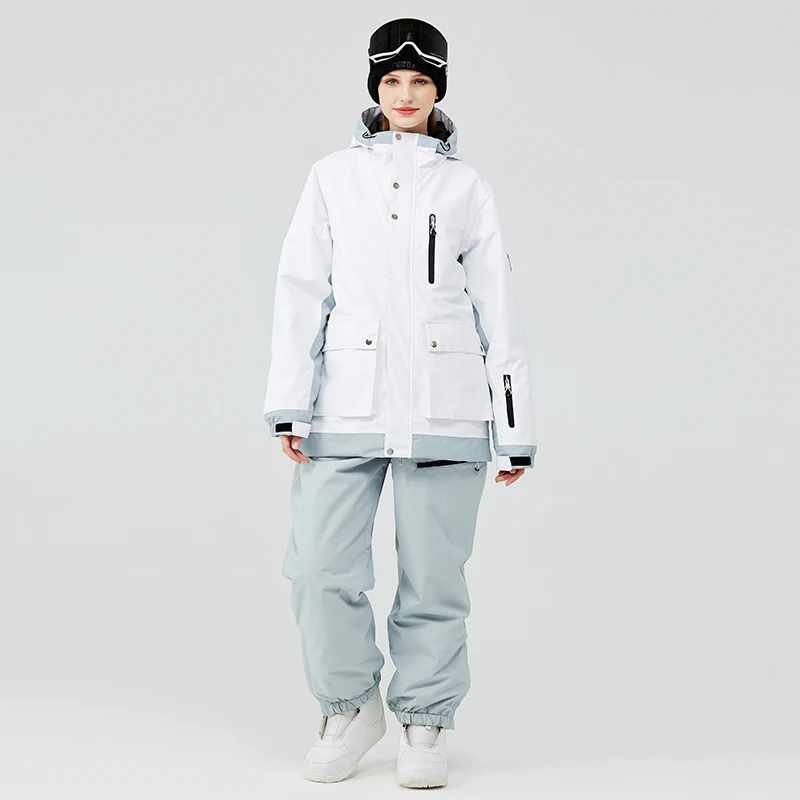 ملابس بدلة ثلج للرجال والنساء، ملابس شتوية مقاومة للماء، وزرة التزلج والتزلج على الجليد، أطقم سترة وبنطلون على الجليد #5